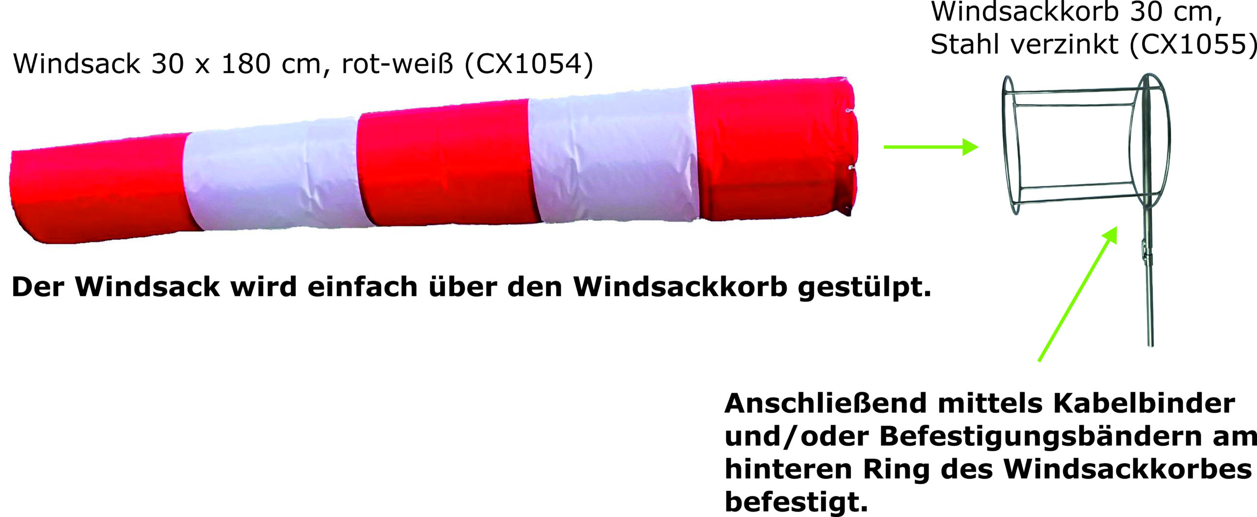 Windsack-Befestigung am passenden Windsackkorb.