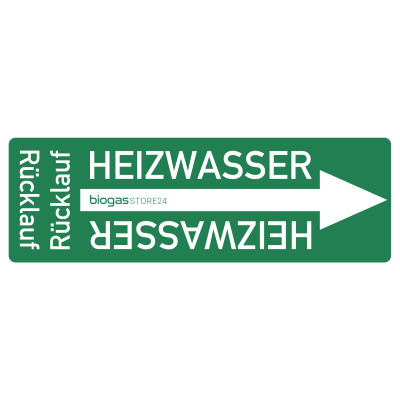 Aufkleber Rohrleitung Heizwasser Rücklauf gemäß DIN 2403 [Rohrleitungskennzeichnung / Anlagenkennzeichnung / Biogasanlagenkennzeichnung]