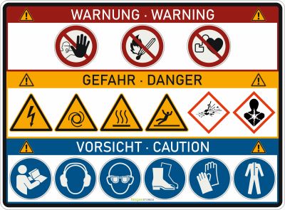 Warnschild BHKW Raum ISO 7010 Symbole | Zugang Blockheizkraftwerk Biogasanlage