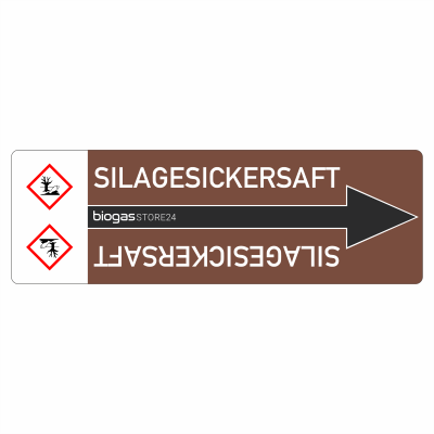 Aufkleber Rohrleitung Silagesickersaft gemäß DIN 2403 / TRAS 120 [Rohrleitungskennzeichnung / Anlagenkennzeichnung / Biogasanlagenkennzeichnung]