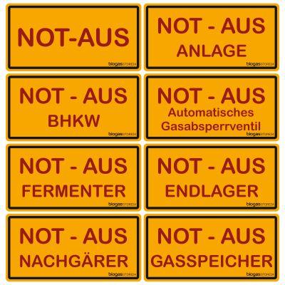 Not-Aus Aufkleber Serie verschiedene Ausführungen 200 x 100 mm